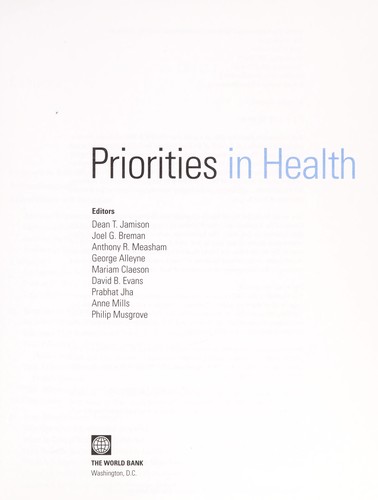 Priorities in Health